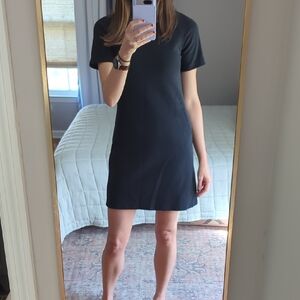 Elegant Black Short Sleeve Mini Dress
